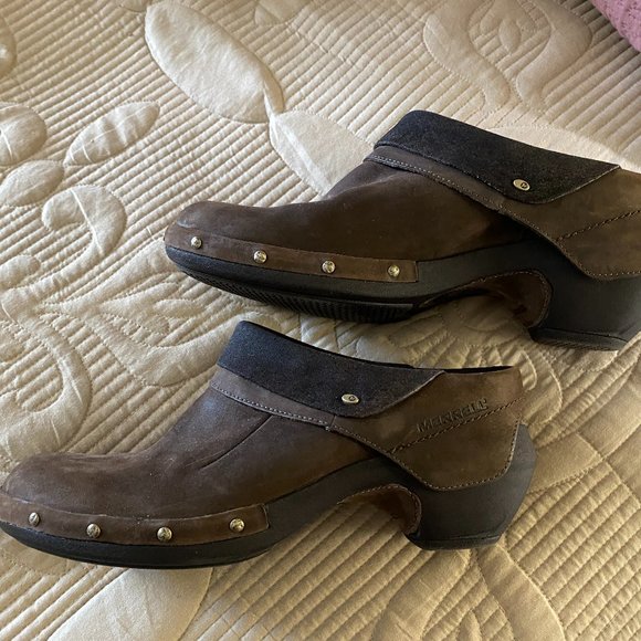 Lk New~ Merrell studded Suede Brown Mules-9 1/2 - Picture 3 of 13